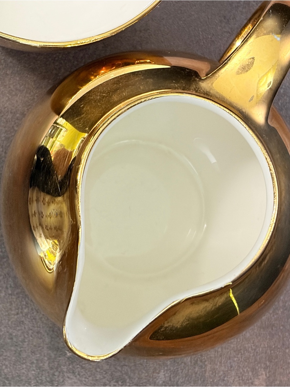 Vintage Hall China Golden Glo Creamer & Open Sugar Bowl Set 22K Gold - Picture 7 of 10